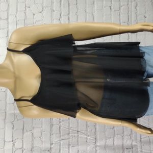 Women's black sheer 1XL sleeveless top with built-in bra